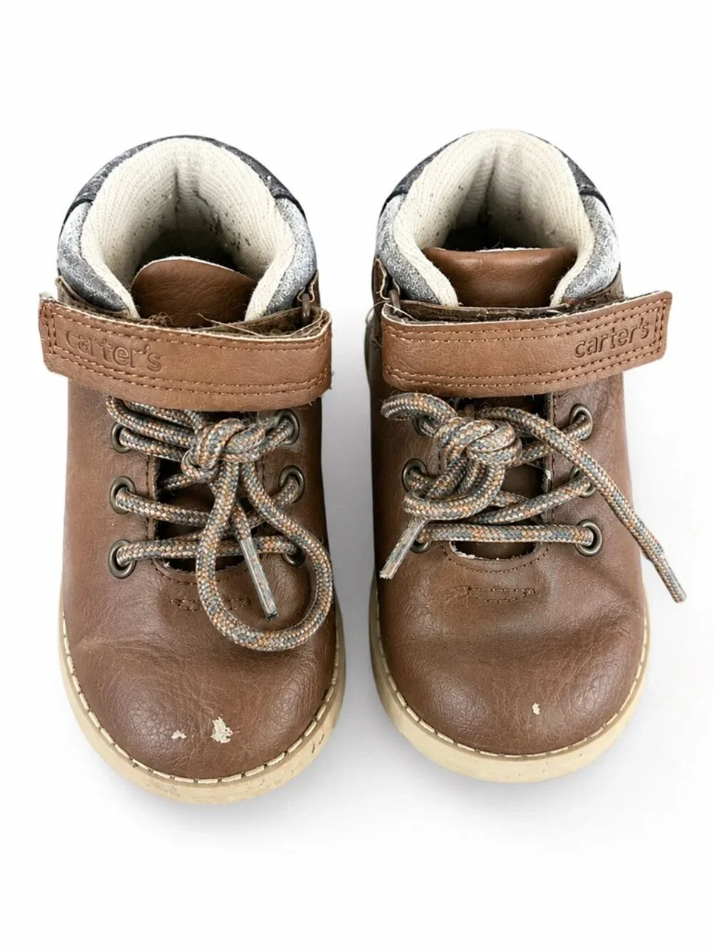 Carter’s Toddler Boots Size 6C Brown Winter Shoes Neutral Casual Lace Up Cold
